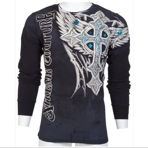 Xtreme Couture by Affliction Men's Thermal Shirt Panther - Picture 2 of 9